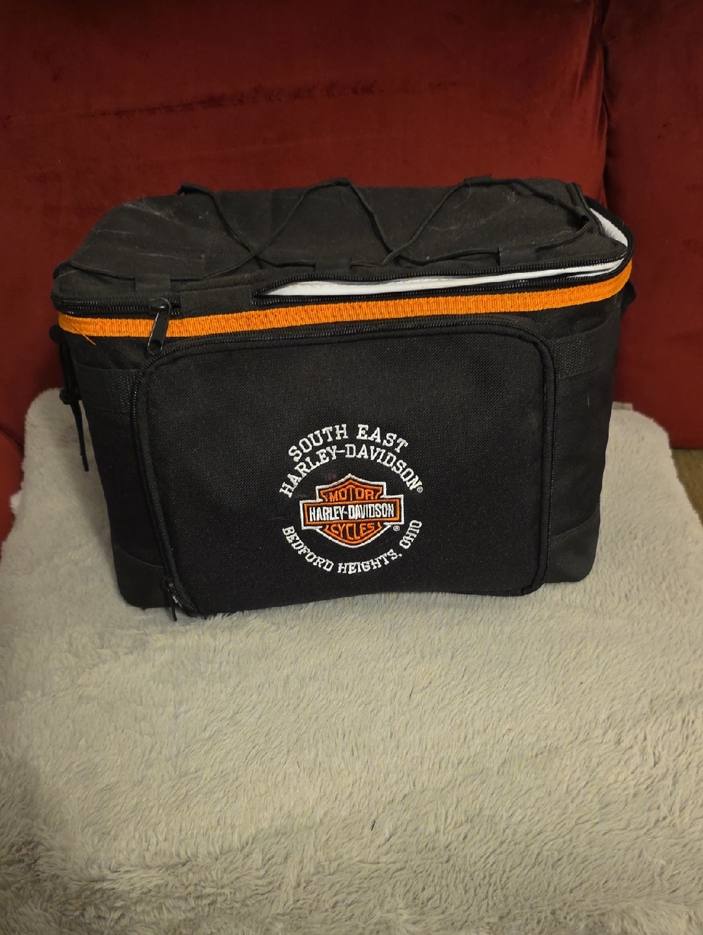 Harley-Davidson Black and Orange Logo Travel Cooler Bag